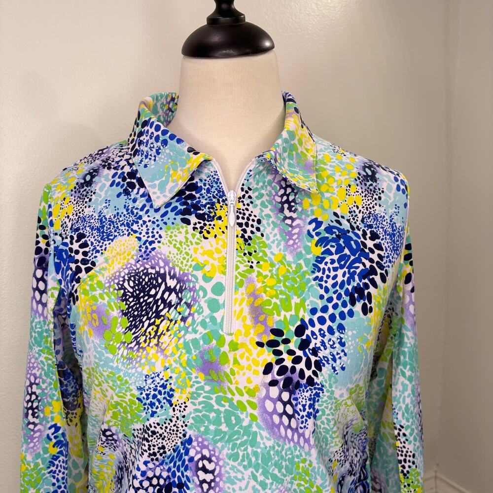 IBKUL Size S Top Lessie Long Sleeve Zip Mock UPF 50+ Tennis Golf Pickleball - Picture 2 of 12